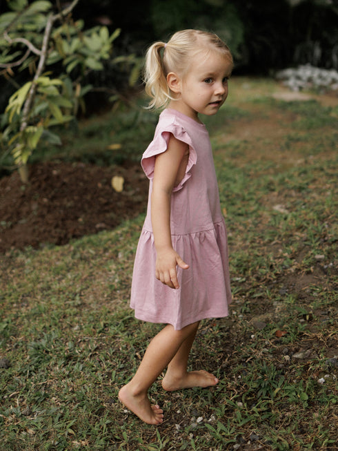 Girls cotton dress in Rose